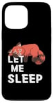 Coque pour iPhone 13 Pro Max Panda rouge mignon avec inscription « Let Me Sleep Tired Sleeping »