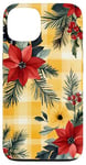 Coque pour iPhone 13 Jaune aquarelle florale rouge Buffalo Plaid Merry Christmas