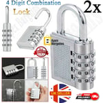 2x 4 Digit Combination Padlock Heavy Duty Outdoor Lock Gym Travel Luggage Locker