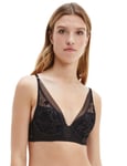 Calvin Klein CK Black Wildflower Push Up Bra 000QF6641E Moudled Deep Plunge Bras