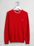 Gant Men's Cotton Pique Crew Sweater, Medium, Bright Red