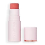 Revolution Skin Silk Blush Stick - Couleur modulable pour joues, yeux et lèvres - Formule crème à poudre - Vegan & Cruelty-Free - Peachy Pink - 4,5 g