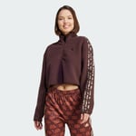 adidas Essentials 3-Stripes Animal Print High Pile Cropped 1/4 Zip Top Women