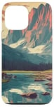 Coque pour iPhone 13 Pro Max Rocky Mountain Lake Vintage Paysage graphique