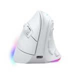 MARSGAMING MM-SK, Souris Gaming sans Fil Verticale, Design Ergonomique, Éclairage RGB Chroma, Capteur Optique Pixart 8400DPI, Switchs Mécaniques Huano, 9 Boutons Programmables, Souris Tri-Mode, Blanc