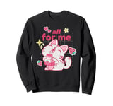 Kawaii Cat Drinking Strawberry Milk Cute Cartoon Aesthetic Sweatshirt