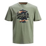 Jack & Jones JACK&JONES Mens casual cotton t-shirt crew neck short sleeves - Olive - Size Small