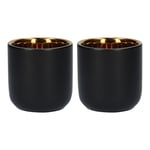 La Cafetiere Edited Set of 2 Insulated Black and Gold Mugs