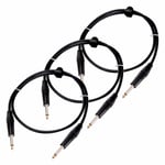 3x Cable Jack 6,3 mm Stereo Guitare Basse Haut-Parleur Instruments de Musique 1m