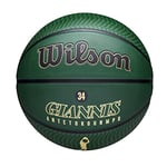 Wilson Basketball, NBA Player Icon Outdoor, Giannis Antetokounmpo, Milwaukee Bucks, Outdoor and indoor, Size: 7, Green/Beige