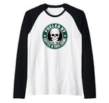 Fueled By Coffee & True Crime Skeleton, True Crime Coffee Raglan Baseball Tee