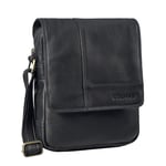 STILORD 'Andy' Sacoche Homme Cuir Petite Sac Bandouliere Cuir Veritable Vintage Sac Besace Tablette 11 Pouces iPad Sac Messager d'épaule, Couleur:noir