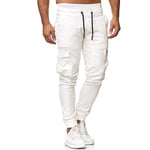 Herr Dragsko Cargo Combat Byxor Casual Sport Slim Fit Multipockets Jogging Cuffed Byxor White XL