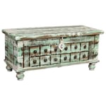 Alexandra House Living Coffre blanc vert bois de manguier 42 x 45 x 98 cm Finition vieillie