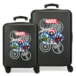 Marvel Avengers The Avengers Heroes Set Valise Noire 55/65 cms ABS Rigide Serrure à Combinaison Latérale 90L 7.54 kgs 4 Double Roues Bagage à Main