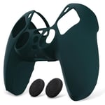 PlayVital Housse en Silicone pour ps5 Manette,Housse de Protection Antidérapante avec Capuchon Joystick pour ps5 Cover en Silicone Autocollant pour ps5-Vert(Pure Série)