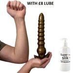 Anal Dildo Butt Plug 11 Inch GIRTHY Ribbed Flexible Prostate Toy with£8 LUBE