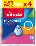 Vileda Microfibre Colors Pack De 4 Chiffons Lavettes Multi-Usages