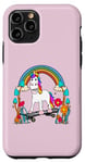 Coque pour iPhone 11 Pro Skateboard licorne arc-en-ciel pour enfant