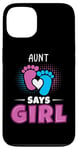 Coque pour iPhone 13 Aunt Says Girl Tenue de révélation du sexe pour bébé