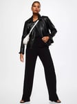 Mango Liz Faux Leather Biker Jacket, Black