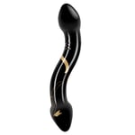 Secret Kisses 7.5 Inch Black Double Ended Temperture Play Glass Dildo