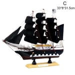 Black Pirate Ship Assembly Model Wooden Sailing Boat Au Ki C 33cm