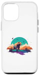 Coque pour iPhone 15 Pro Ours naturel avec motif de montagne et coucher de soleil