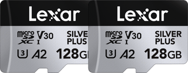 Lexar - microSDXC Professional SILVER Plus UHS-I/U3/A2/4K R205/W150 (V30) - 128GB - 2-pack