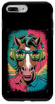 Coque pour iPhone 7 Plus/8 Plus Cheval cool avec écouteurs et vibrations tropicales