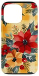 Coque pour iPhone 13 Pro Jaune aquarelle florale rouge Buffalo Plaid Merry Christmas