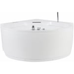 Baignoire Balnéo d'Angle en Acrylique Blanc avec Fonction Massage Eclairage led et Haut Parleur Bluetooth Intégré Capacité pour 2 Personnes Beliani