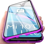 Coque Pour Xiaomi Mi 10t Lite Coque D'adsorption Magnétique Coque De Protection À 360 Degrés Cadre En Aluminium Verre Trempé Antichoc Métal Flip Cover Violet