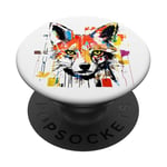 Colorful Fox Head Pop Art Painting PopSockets Adhesive PopGrip