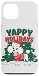 Coque pour iPhone 13 Caniche blanc mignon de Noël pour amoureux des chiens Yappy Holidays