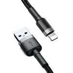 Baseus Cafule USB-A til Lightning Kabel Q.C 3.0, 2A, 3m - Grå/Svart