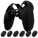 PlayVital Protection Manette pour ps5 Edge Controller,Coque Housse en Silicone pour ps5 Edge Manette avec 6 Capuchon Joystick,Coque Anti-dérapante pour ps5 Edge-Noir(3D Studded Edition)