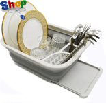 Collapsible  Plastic  Dish  Drainer  with  Drainer  Board -  Foldable  Drying  R