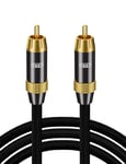 Câble de subwoofer câble coaxial numérique RCA vers RCA câble plaqué or 24K, câble audio RCA/phono tressé en nylon pour barre de son, Haut - parleur vers Smart TV, amplificateur (2 mètres)