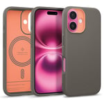 Caseology Nano Pop Mag for iPhone 16 Case [Soft & Dust Free Material] Magnetic Military Grade Drop Protection Side Grip Patterns Case Cover for iPhone 16 - Papaya Grey