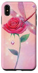 Coque pour iPhone XS Max Jolie rose rouge et libellule avec étoiles et libellules roses