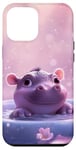 Coque pour iPhone 12 Pro Max Joli bébé hippopotame fond rose