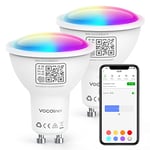 VOCOlinc Ampoule Connectée WiFi GU10, Compatible avec HomeKit/Alexa/Google Home, 4.5W, Contrôle Vocal, Accès à Distance, Multicolore à Intensité Variable, 2200K-7000K Blanc Chaud/Froid (2 Pcs)