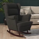 Fauteuil de Salon，Fauteuil à bascule et pieds en bois massif d'hévéa Noir Velours CFW96409