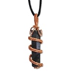 Black Tourmaline Pendant Copper Scroll Gemstone Protection Necklace Jewellery