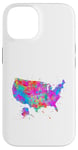 Coque pour iPhone 14 Carte des États-Unis