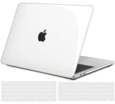 TECOOL Coque Compatible avec MacBook Pro 13 Pouces 2016-2022 (M2 M1 A2338/A2289/A2251/A2159/A1989/A1706/A1708), Coque Rigide en Plastique Fine et Protection Clavier (UE AZERTY), Transparente Clair