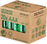 DELTACO – Ultimate Alkaline AAA -paristo, Joutsenlippu-ympäristömerkki, 20 pariston pakkaus (ULT