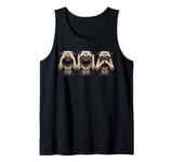 Cute See No Evil Hear No Evil Speak No Evil Three Pug Tank Top