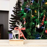 Battery Operated Wooden Christmas Tree Light Effect With Reindeer and LED lights